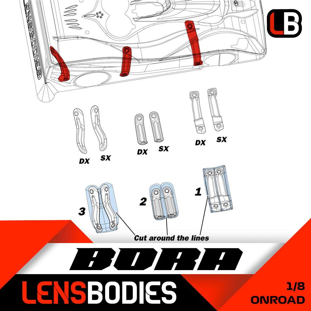 Lens Bodies Bora 1 8 Onroad Karosserie Versteifung Heckflügel