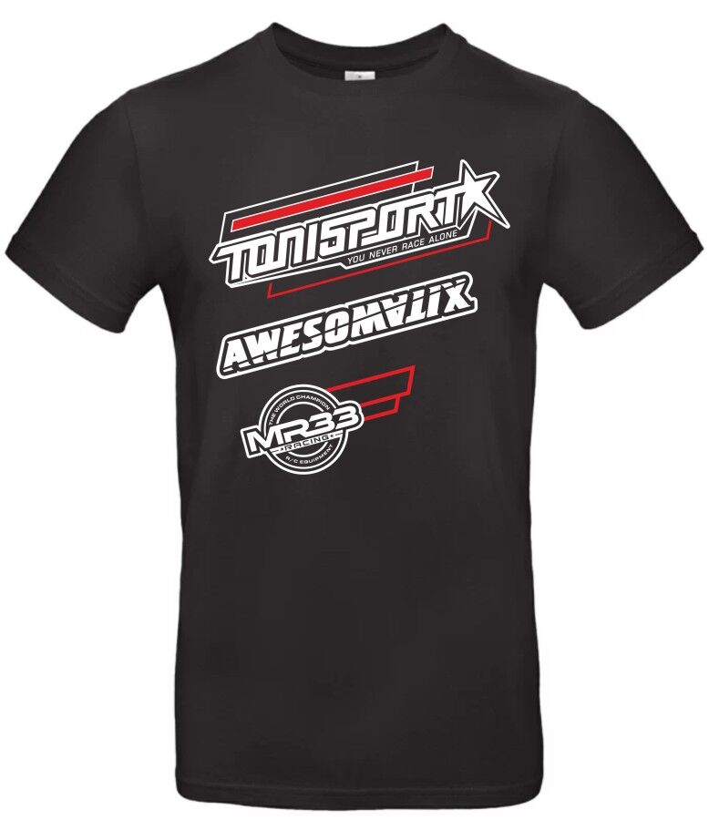 ToniSport T-Shirt mit ToniSport/Awesomatix/MR33 Logo - Schwarz