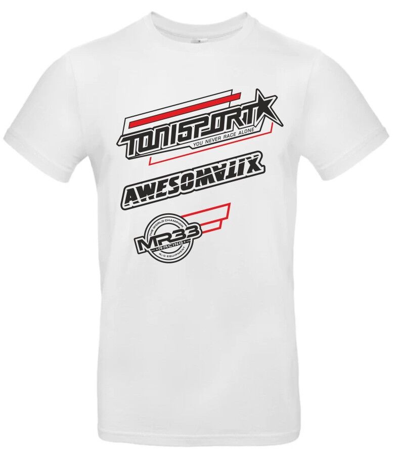ToniSport T-Shirt mit ToniSport/Awesomatix/MR33 Logo - Weiß